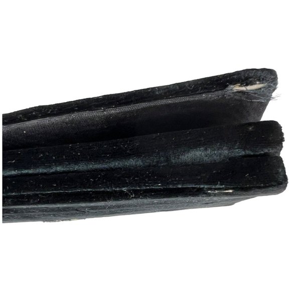 Vintage Fuji Bag Black Velvet Clutch Purse HandMade Embroidered Beads Mirror - Picture 7 of 10